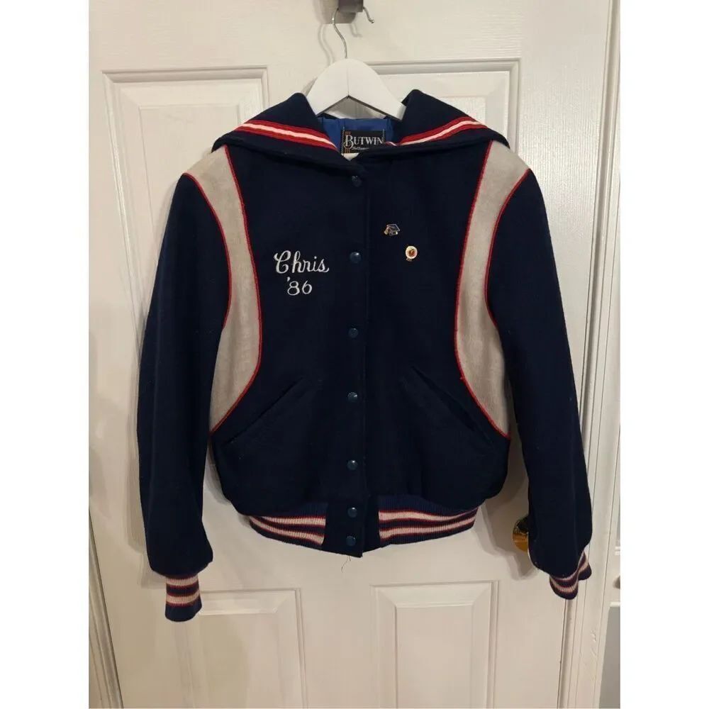 Vintage Butwin Garfield High School Wool Letterman’s Jacket Chris ‘86 sz 16 w/Pi